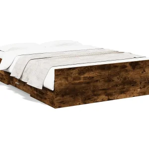 Bedframe met lades bewerkt hout gerookt eikenkleurig 140×190 cm Bedframe met lades bewerkt hout gerookt eikenkleurig 140×190 cm