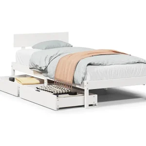Bedframe zonder matras massief grenenhout wit 90×200 cm Bedframe zonder matras massief grenenhout wit 90×200 cm