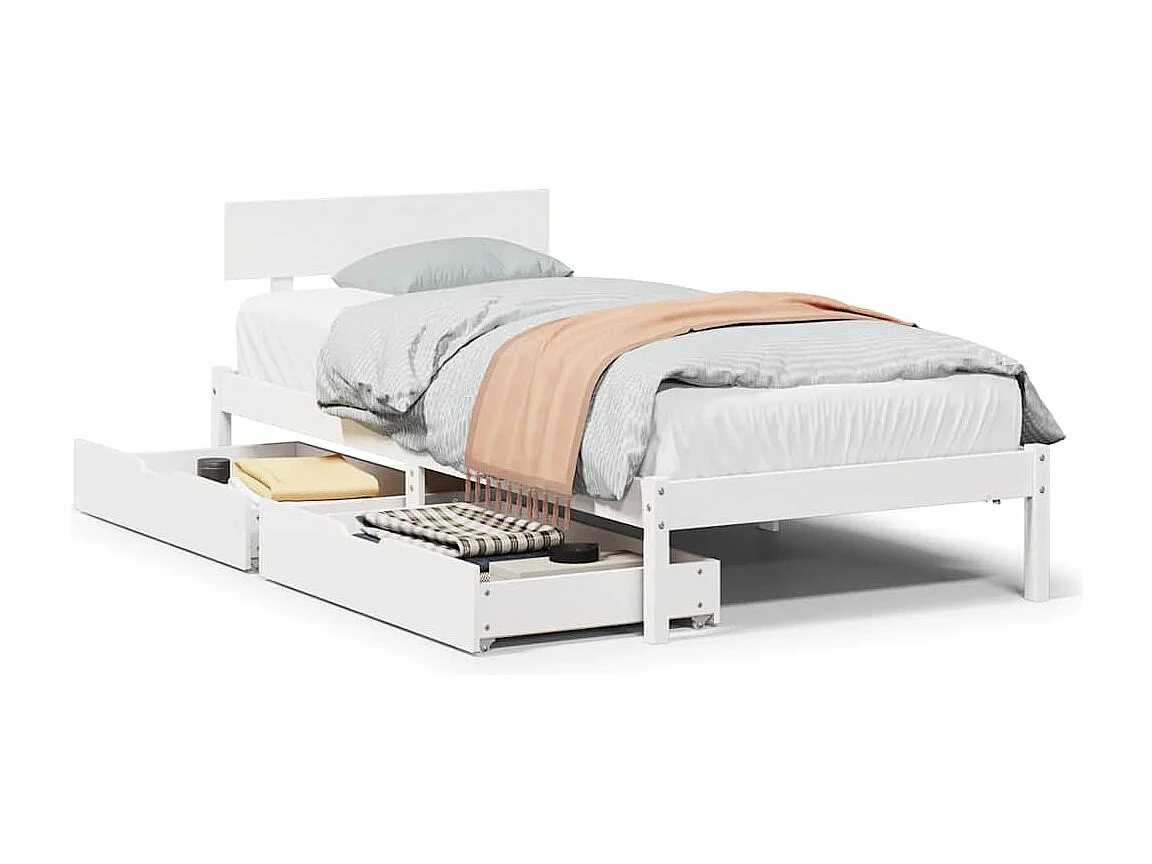 Bedframe zonder matras massief grenenhout wit 90x200 cm