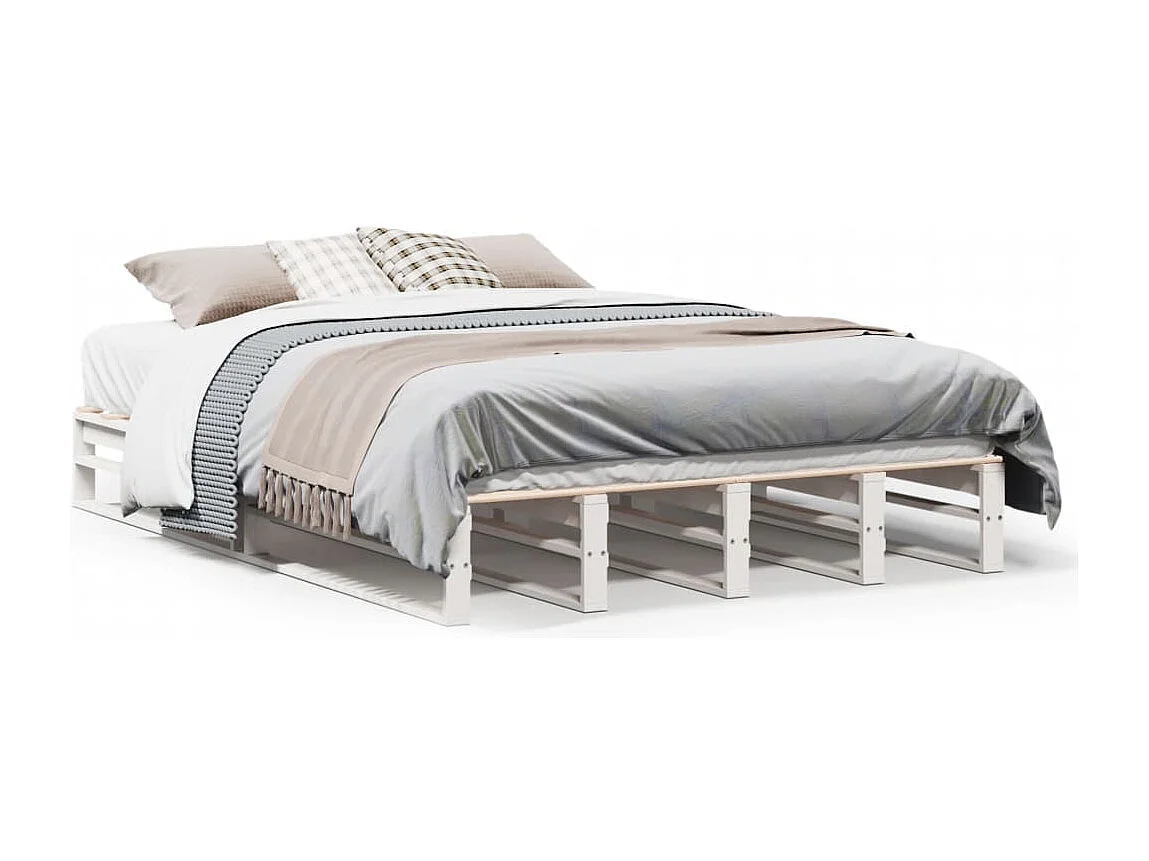 Bedframe zonder matras massief grenenhout wit 120x190 cm