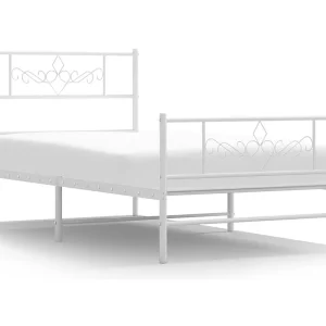 Bedframe met hoofd- en voeteneinde metaal wit 107×203 cm Bedframe met hoofd- en voeteneinde metaal wit 107×203 cm