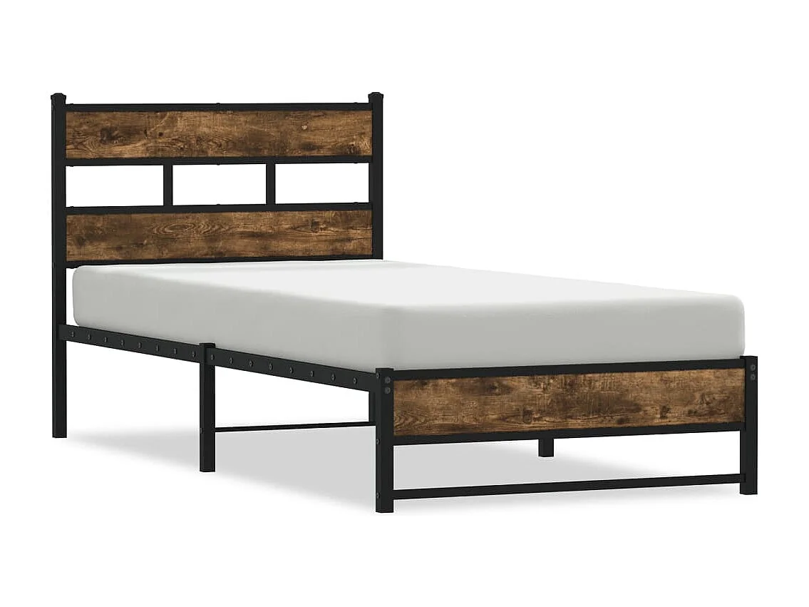 Bedframe zonder matras metaal gerookt eikenkleurig 100x190 cm