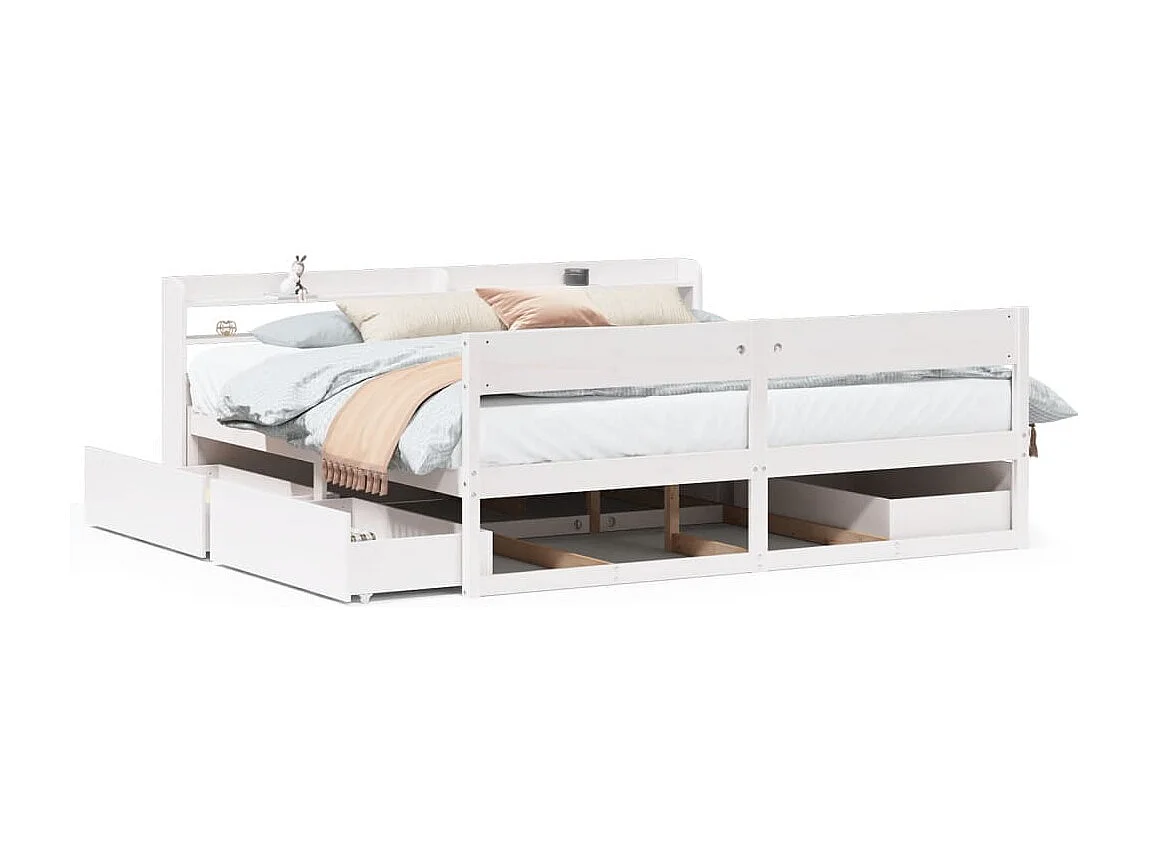 Bedframe zonder matras massief grenenhout wit 180x200 cm