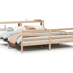 Bedframe met hoofdbord massief grenenhout 200×200 cm Bedframe met hoofdbord massief grenenhout 200×200 cm