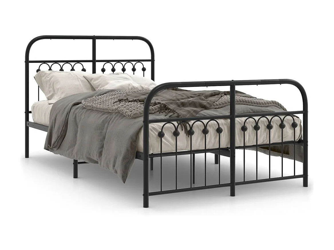 Bedframe met hoofd- en voeteneinde metaal zwart 120x190 cm