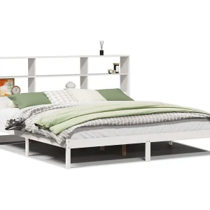Bed met boekenkast zonder matras grenenhout wit 180×200 cm Bed met boekenkast zonder matras grenenhout wit 180×200 cm