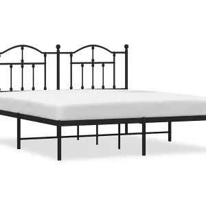 Bedframe met hoofdbord metaal zwart 180×200 cm Bedframe met hoofdbord metaal zwart 180×200 cm