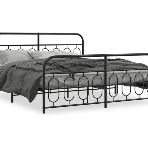 Bedframe met hoofd- en voeteneinde metaal zwart 193×203 cm Bedframe met hoofd- en voeteneinde metaal zwart 193×203 cm