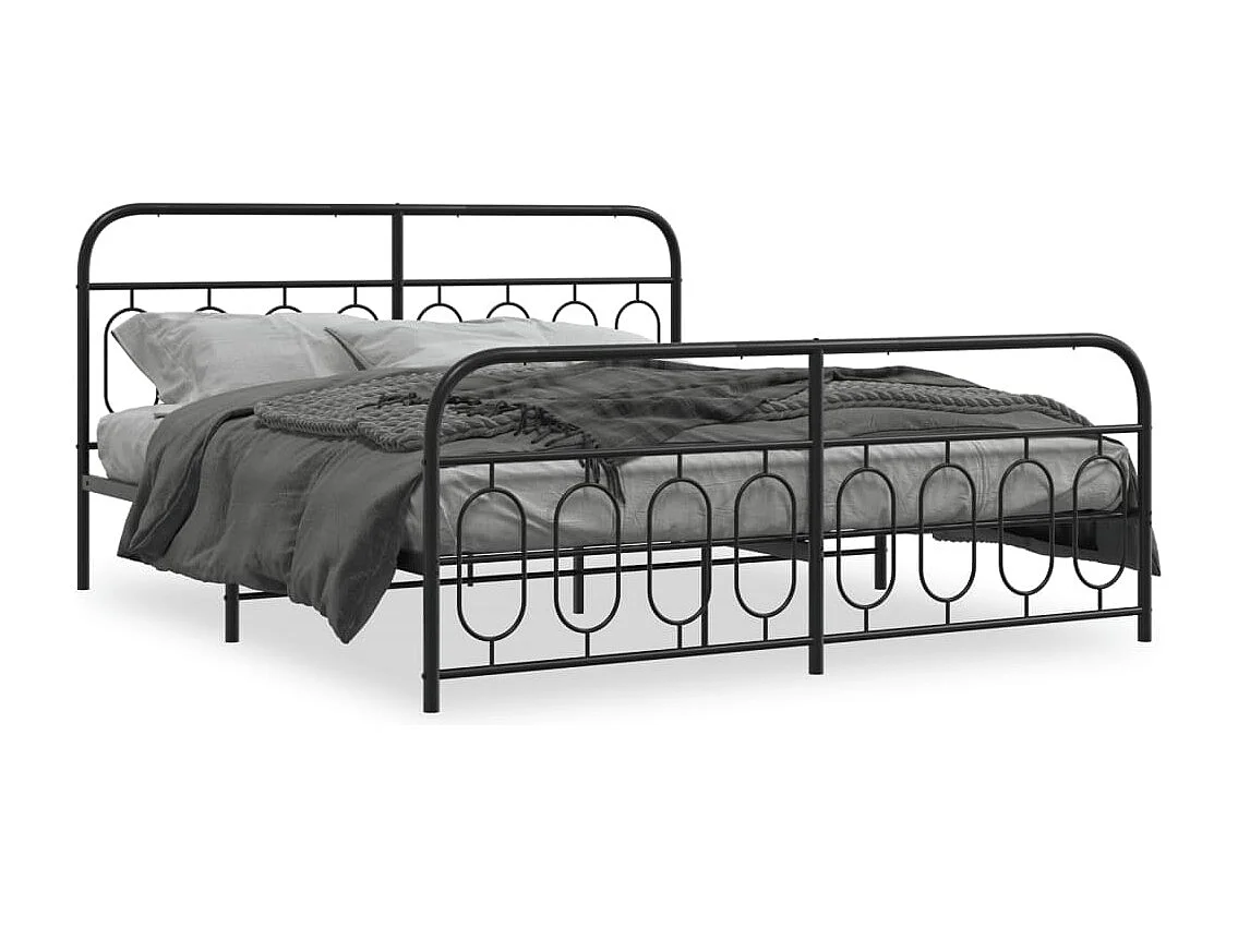 Bedframe met hoofd- en voeteneinde metaal zwart 193x203 cm