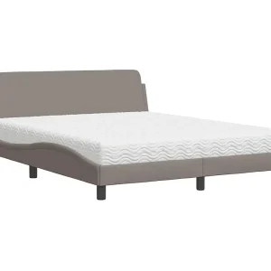 Bed met matras "Dover" stof taupe 160×200 cm