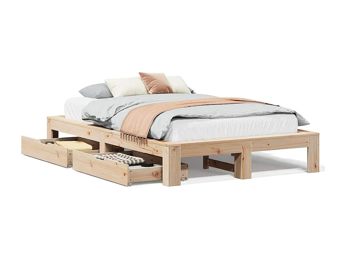 Bedframe zonder matras massief grenenhout 135x190 cm