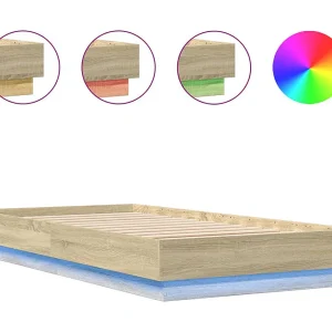 Bedframe met LED-verlichting sonoma eikenkleurig 90×190 cm Bedframe met LED-verlichting sonoma eikenkleurig 90×190 cm