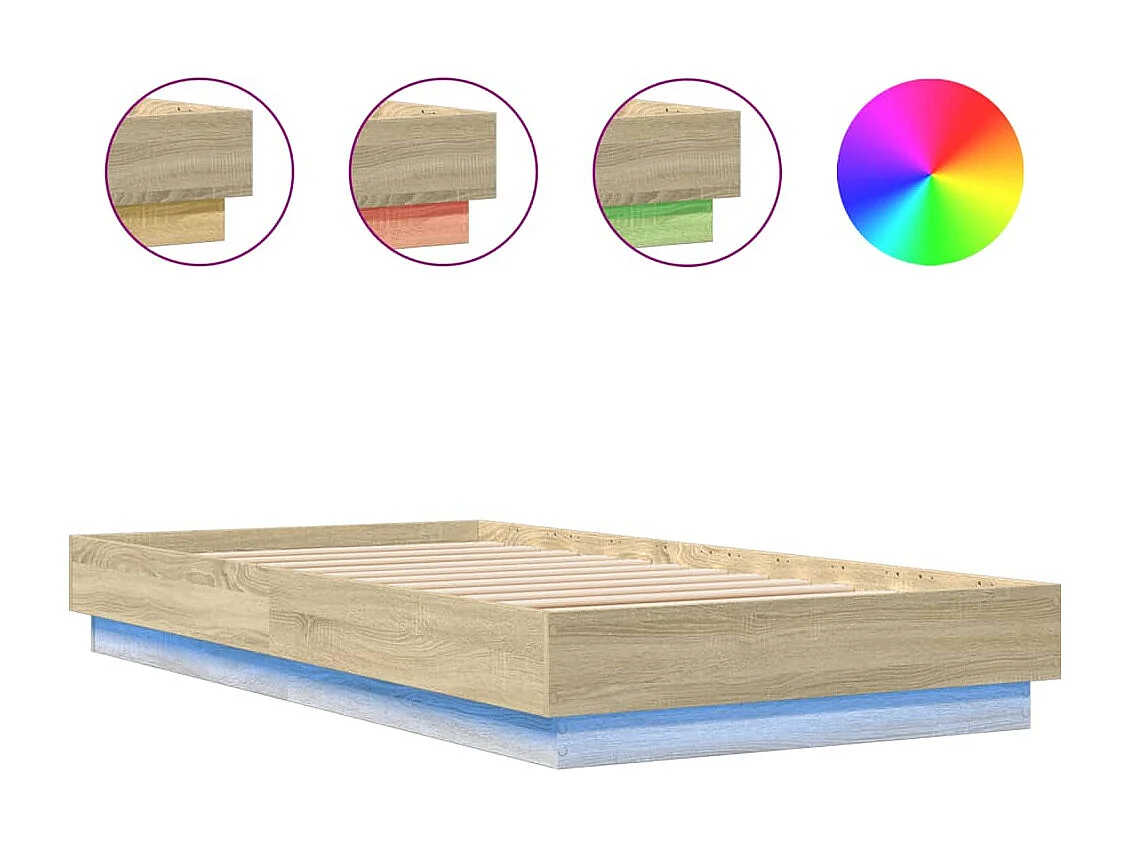 Bedframe met LED-verlichting sonoma eikenkleurig 90x190 cm