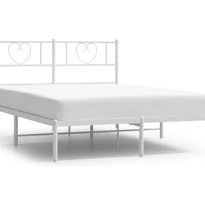 Bedframe met hoofdbord metaal wit 140×190 cm Bedframe met hoofdbord metaal wit 140×190 cm