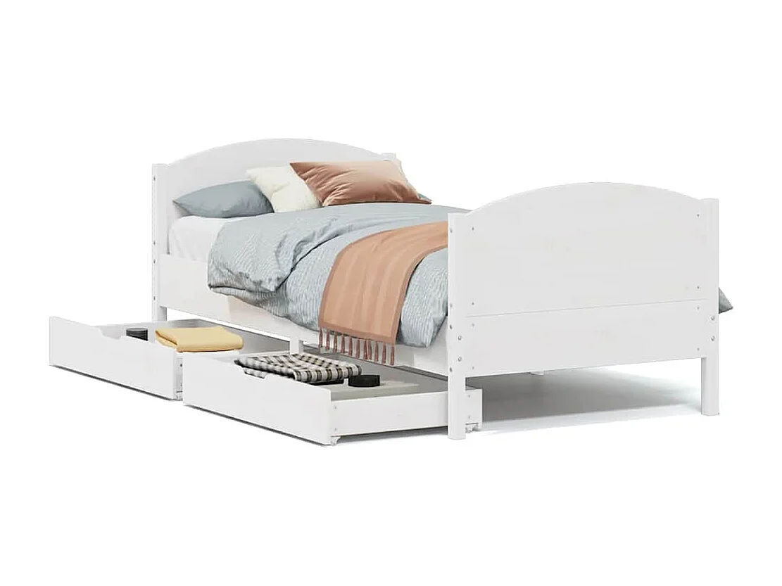 Bedframe zonder matras massief grenenhout wit 90x200 cm