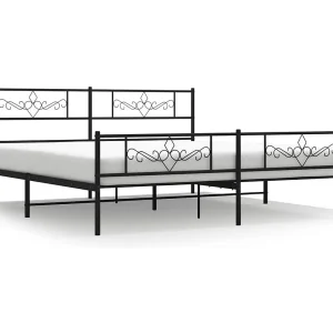 Bedframe met voetbord zonder matras metaal zwart 180×200 cm Bedframe met voetbord zonder matras metaal zwart 180×200 cm
