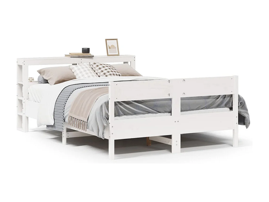 Bedframe zonder matras massief grenenhout wit 120x200 cm