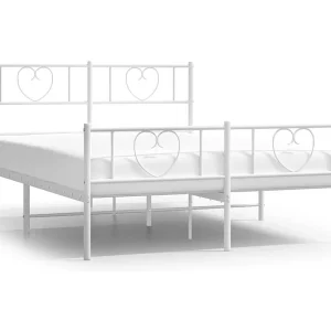 Bedframe met hoofd- en voeteneinde metaal wit 160×200 cm Bedframe met hoofd- en voeteneinde metaal wit 160×200 cm