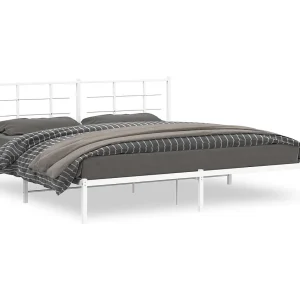 Bedframe met hoofdbord metaal wit 193×203 cm Bedframe met hoofdbord metaal wit 193×203 cm