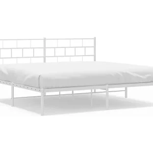 Bedframe met hoofdbord metaal wit 183×213 cm Bedframe met hoofdbord metaal wit 183×213 cm