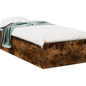 Bedframe bewerkt hout gerookt eikenkleurig 100×200 cm Bedframe bewerkt hout gerookt eikenkleurig 100×200 cm