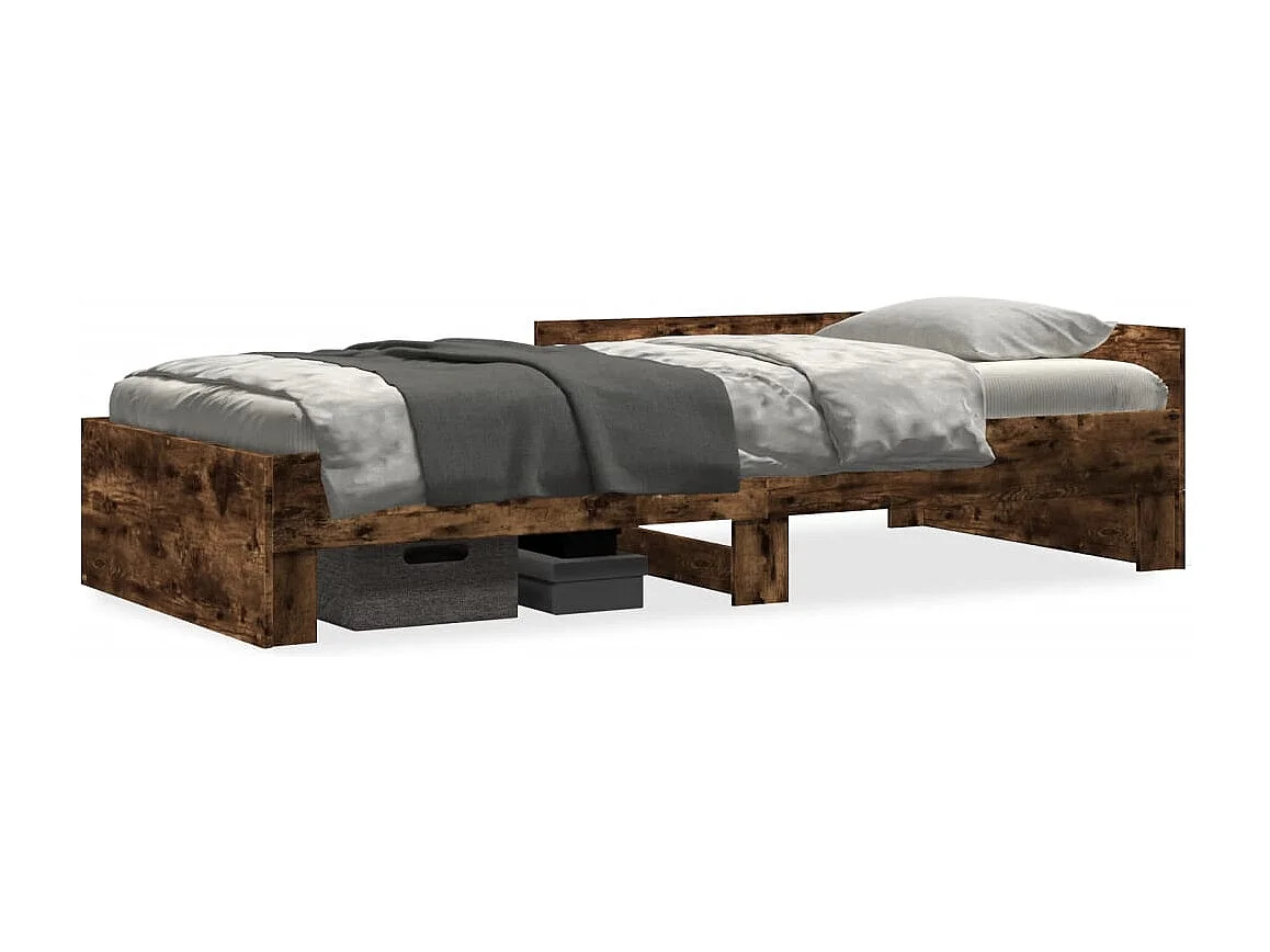 Bedframe zonder matras hout gerookt eikenkleurig 75x190 cm
