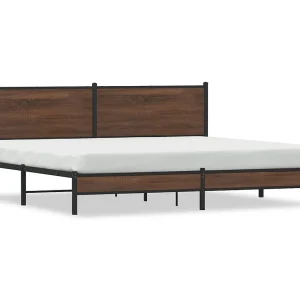 Bedframe zonder matras metaal bruin eikenkleur 193×203 cm