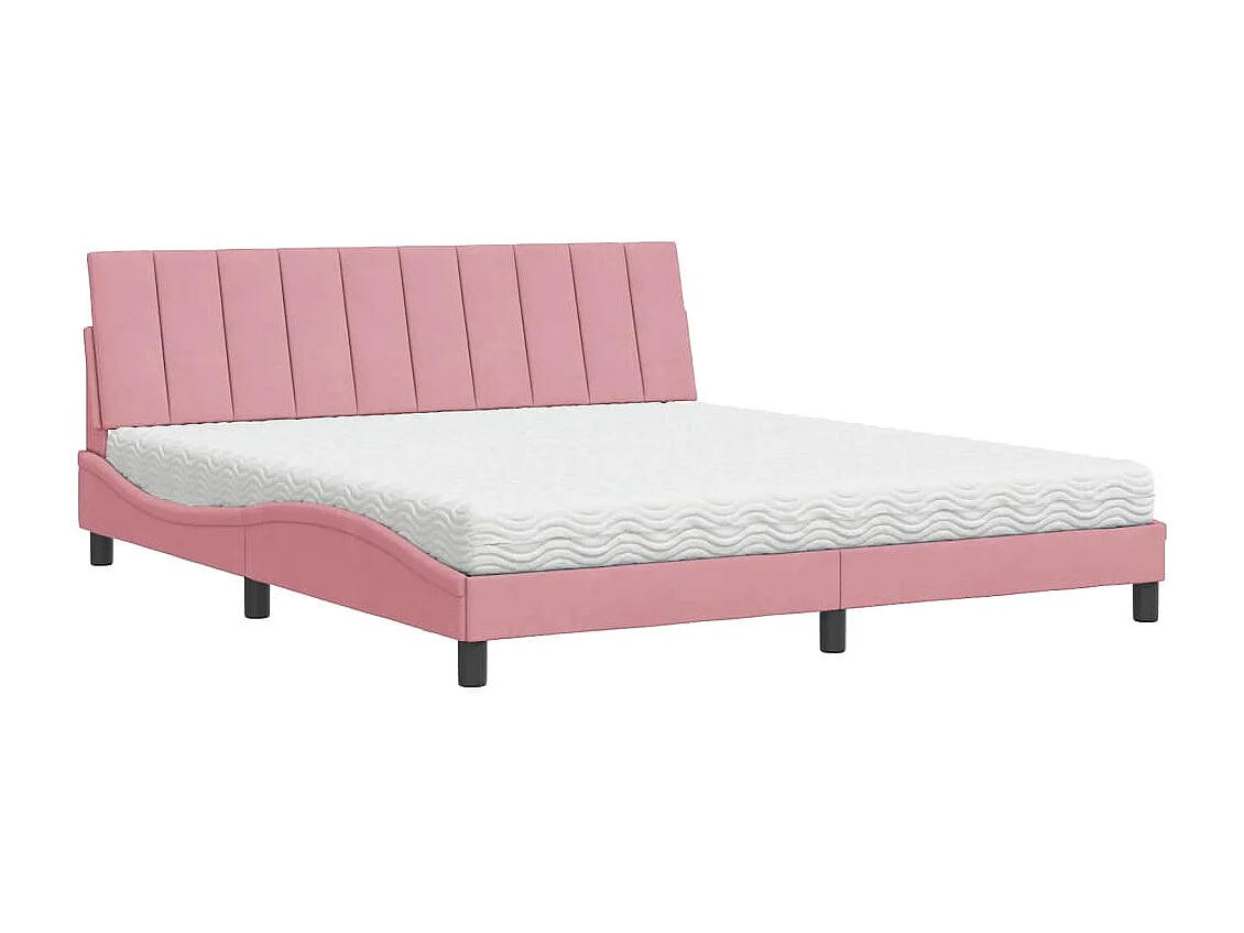 Bed met matras "Hanko" fluweel roze 180x200 cm