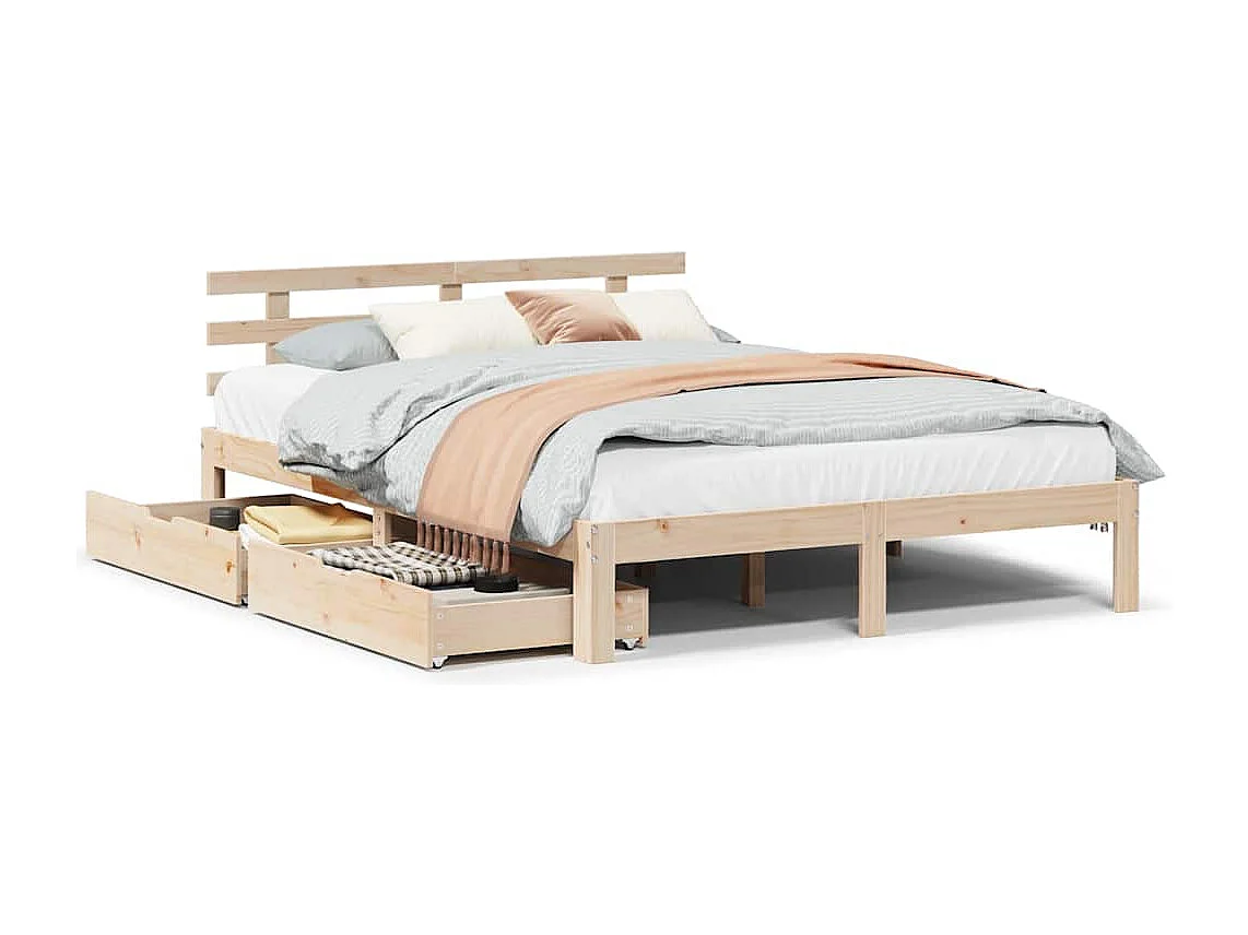 Bedframe met lades massief grenenhout 140x200 cm