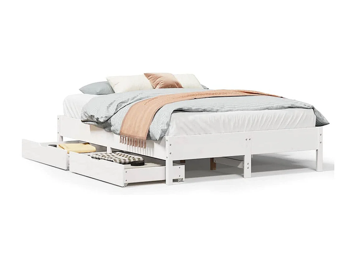 Bedframe zonder matras massief grenenhout wit 120x190 cm