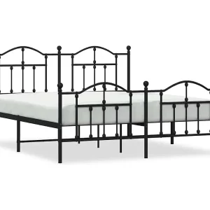 Bedframe met voetbord zonder matras metaal zwart 160×200 cm Bedframe met voetbord zonder matras metaal zwart 160×200 cm