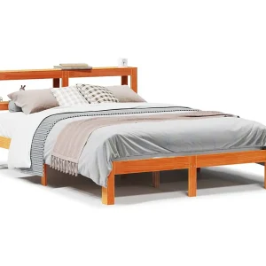 Bedframe zonder matras massief grenenhout wasbruin 135×190 cm Bedframe zonder matras massief grenenhout wasbruin 135×190 cm