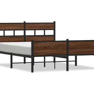 Bedframe zonder matras bewerkt hout bruin eikenkleur 137×190 cm Bedframe zonder matras bewerkt hout bruin eikenkleur 137×190 cm