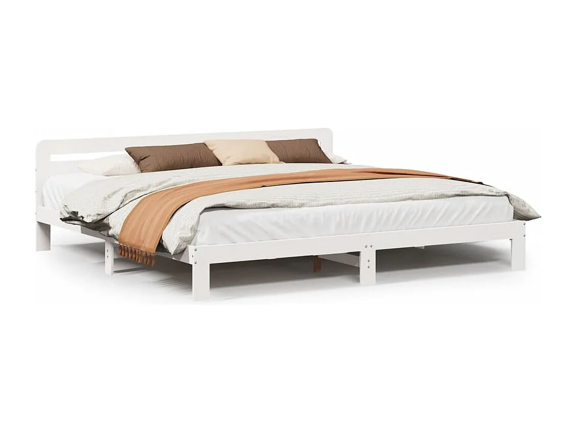 Bedframe zonder matras massief grenenhout wit 200x200 cm