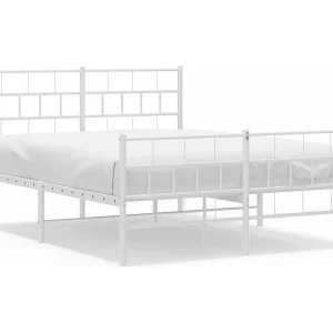 Bedframe met hoofd- en voeteneinde metaal wit 140×190 cm Bedframe met hoofd- en voeteneinde metaal wit 140×190 cm