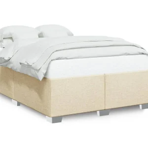Bedframe zonder matras stof crèmekleurig 160×200 cm Bedframe zonder matras stof crèmekleurig 160×200 cm