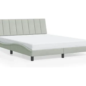 Bedframe zonder matras "Hanko" 160×200 cm fluweel lichtgrijs Bedframe zonder matras "Hanko" 160×200 cm fluweel lichtgrijs