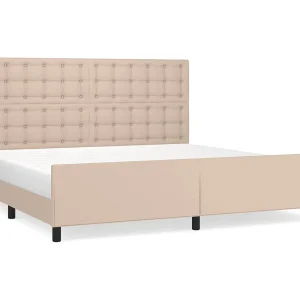 Bedframe met hoofdbord kunstleer cappuccinokleurig 200×200 cm Bedframe met hoofdbord kunstleer cappuccinokleurig 200×200 cm