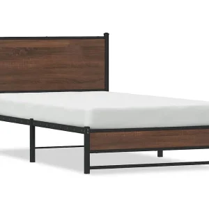 Bedframe zonder matras metaal bruin eikenkleurig 100×200 cm Bedframe zonder matras metaal bruin eikenkleurig 100×200 cm