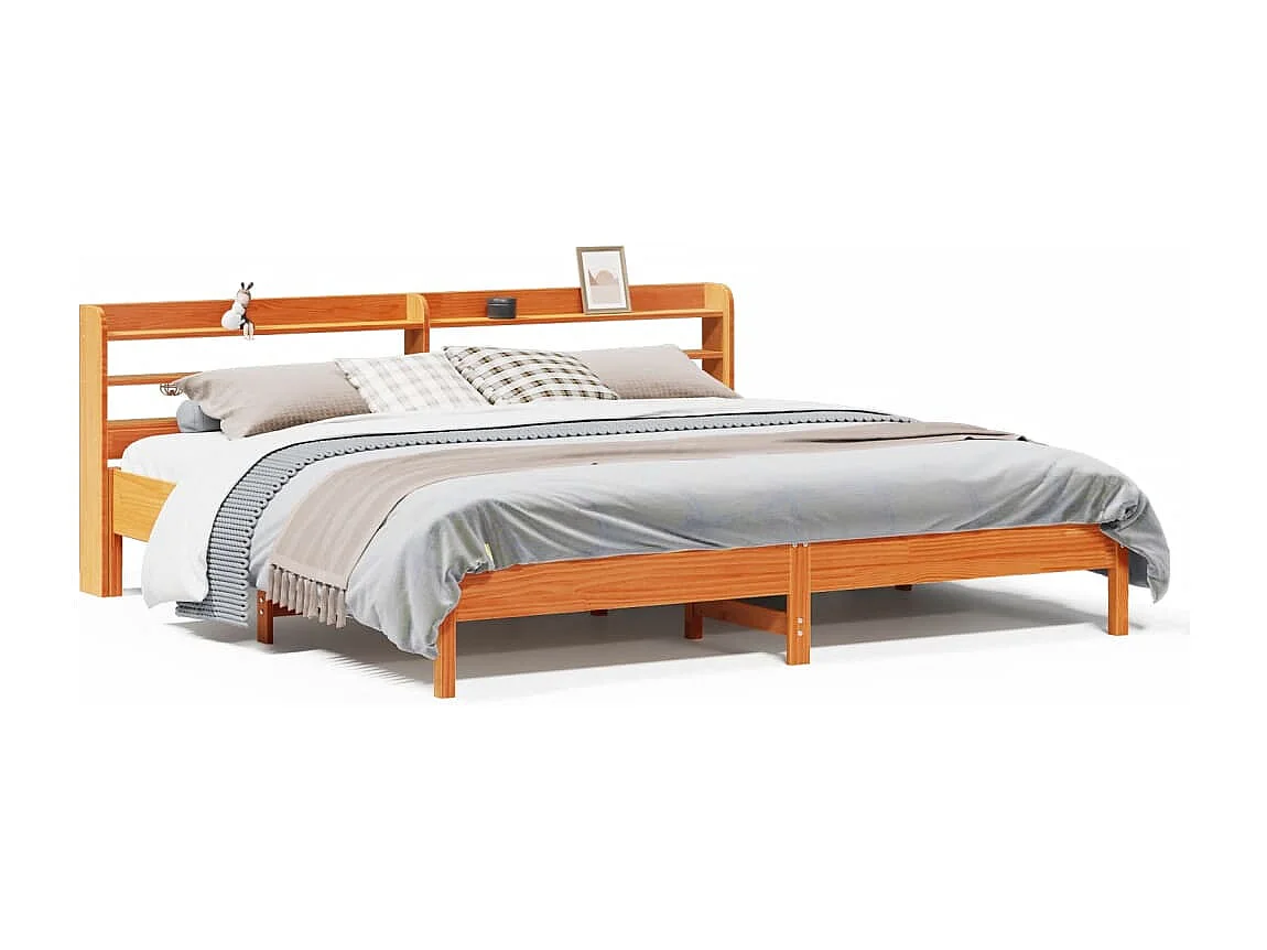 Bedframe zonder matras massief grenenhout wasbruin 180x200 cm