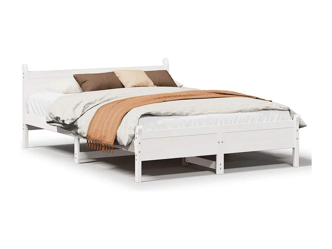 Bedframe zonder matras massief grenenhout wit 120x200 cm