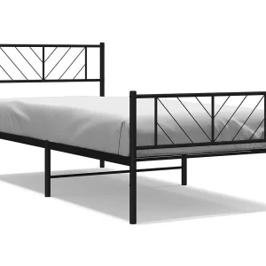 Bedframe met hoofd- en voeteneinde metaal zwart 90×190 cm
