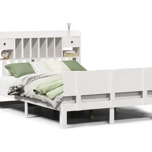 Bed met boekenkast zonder matras grenenhout wit 140×200 cm Bed met boekenkast zonder matras grenenhout wit 140×200 cm