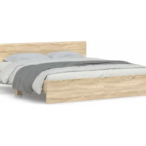 Bedframe met hoofdeinde sonoma eikenkleur 200×200 cm