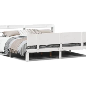 Bedframe met hoofdeinde zonder matras 200×200 cm wit Bedframe met hoofdeinde zonder matras 200×200 cm wit