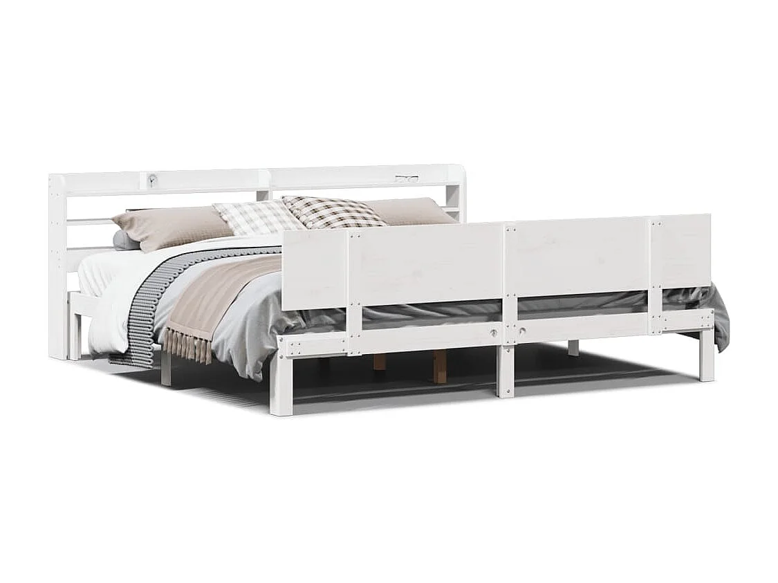 Bedframe met hoofdeinde zonder matras 200x200 cm wit