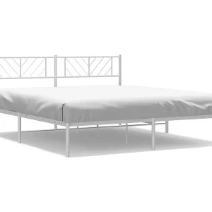Bedframe met hoofdbord metaal wit 183×213 cm Bedframe met hoofdbord metaal wit 183×213 cm