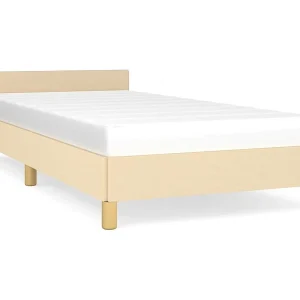 Bedframe zonder matras 100×200 cm stof crèmekleurig Bedframe zonder matras 100×200 cm stof crèmekleurig