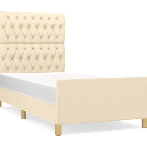 Bedframe zonder matras 90×190 cm stof crèmekleurig