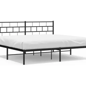 Bedframe met hoofdbord metaal zwart 180×200 cm Bedframe met hoofdbord metaal zwart 180×200 cm